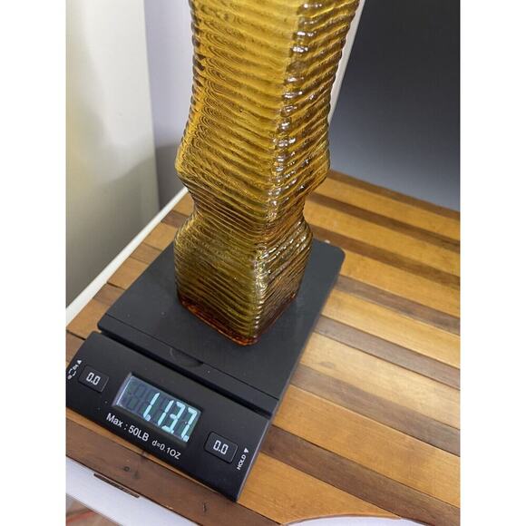 Empoli Bottle Decanter Ribbed Square Design 14" inches NO STOPPER Amber - Picture 11 of 11